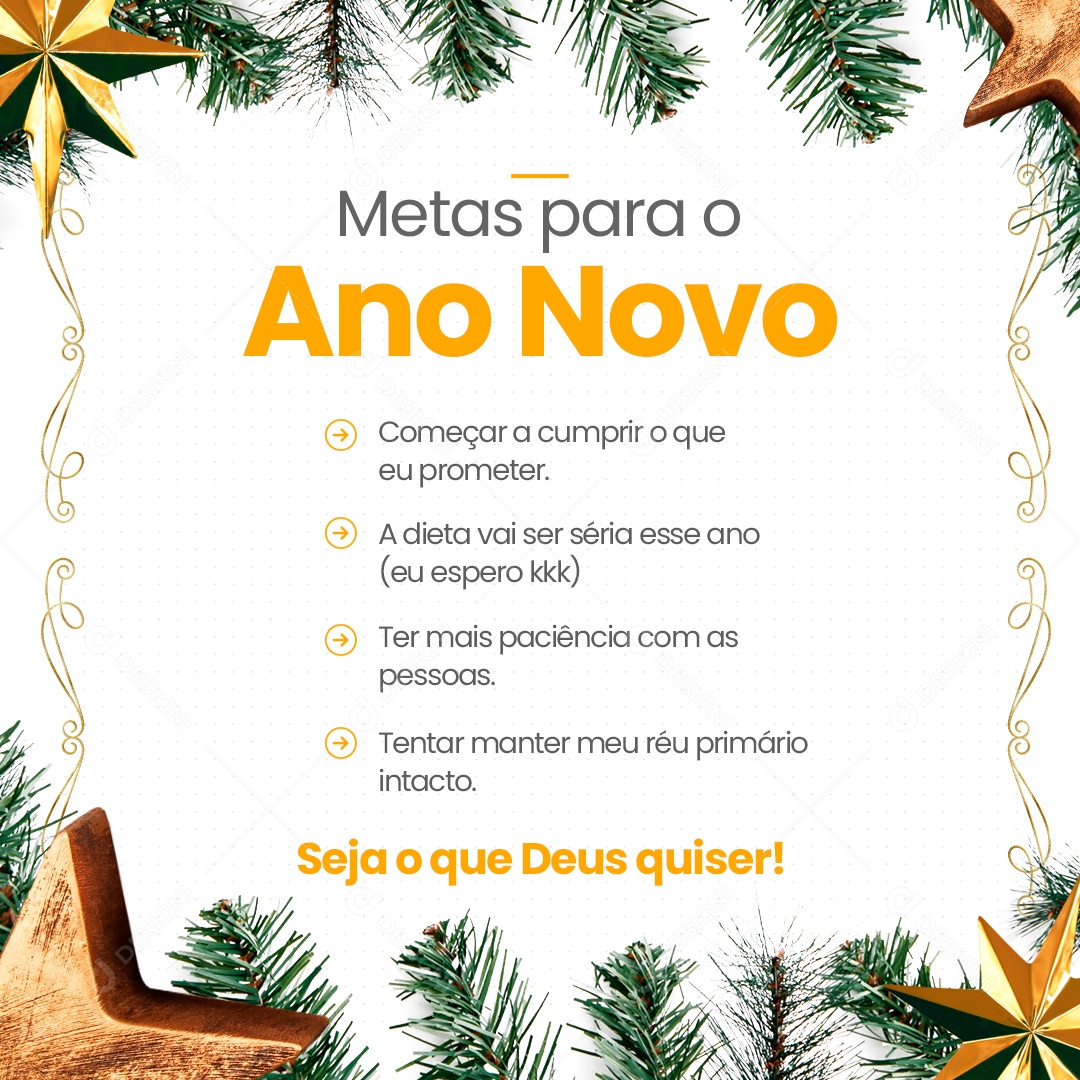 Post Metas Para O Ano Novo Social Media PSD Editável