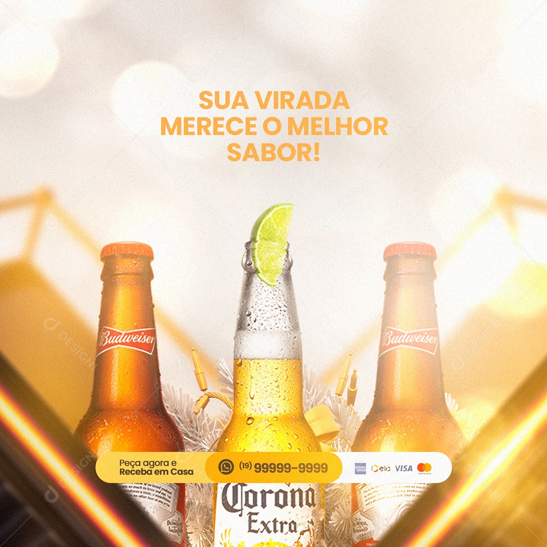 Sua Virada Merece o Melhor Sabor Ano Novo Cervejaria Social Media PSD Editável