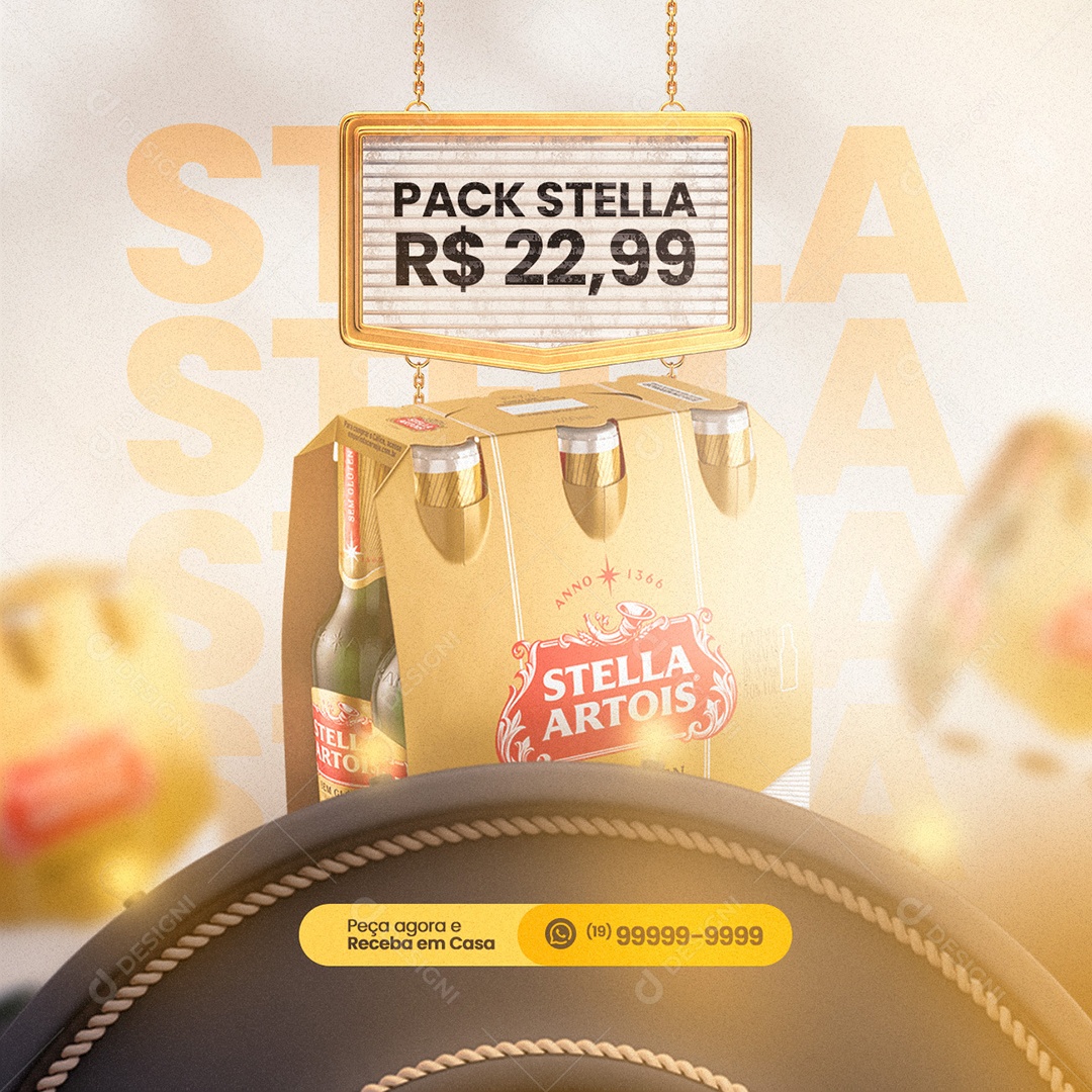 Pack Stella Ano Novo Cervejaria Social Media PSD Editável