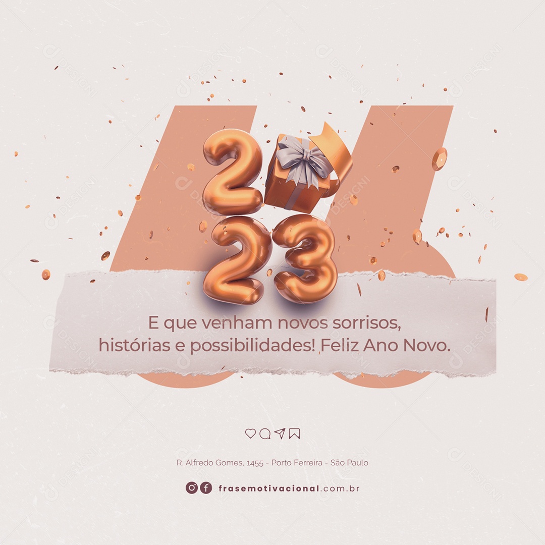 E Que Venham novos Sorrisos Frase de Ano Novo Social Media PSD Editável