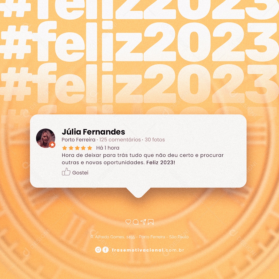 Hora de Deixar para Trás Tudo Frase de Ano Novo Social Media PSD Editável