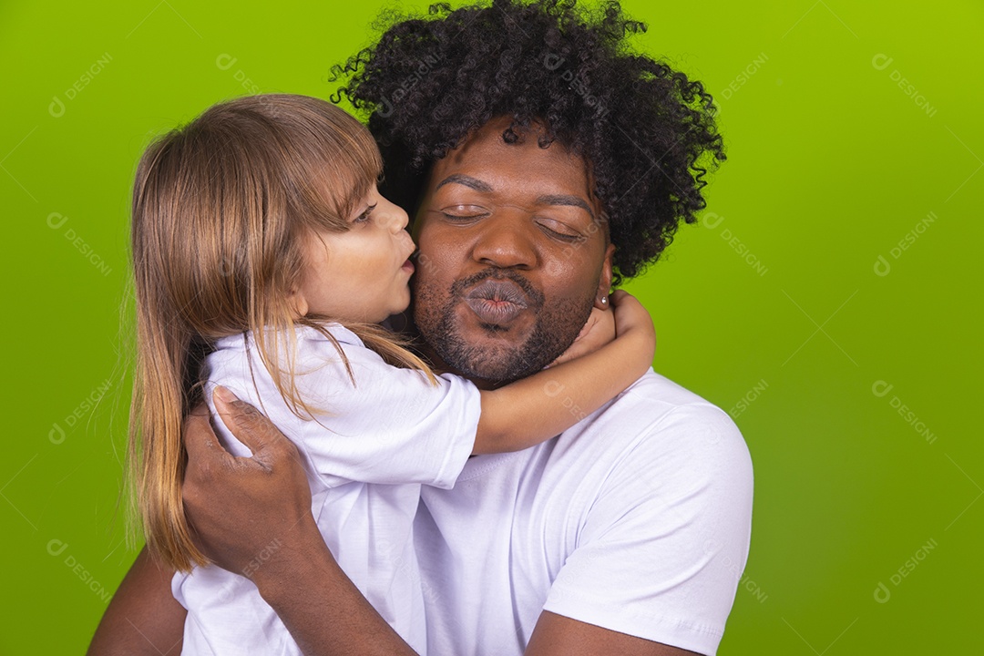 Fun uncle playing with his cute niece over isolated background