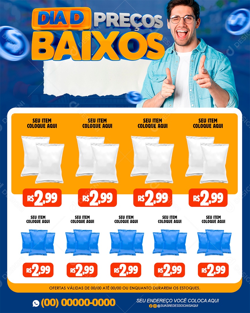 Post Encarte dos Preços Baixos Social Media PSD Editável