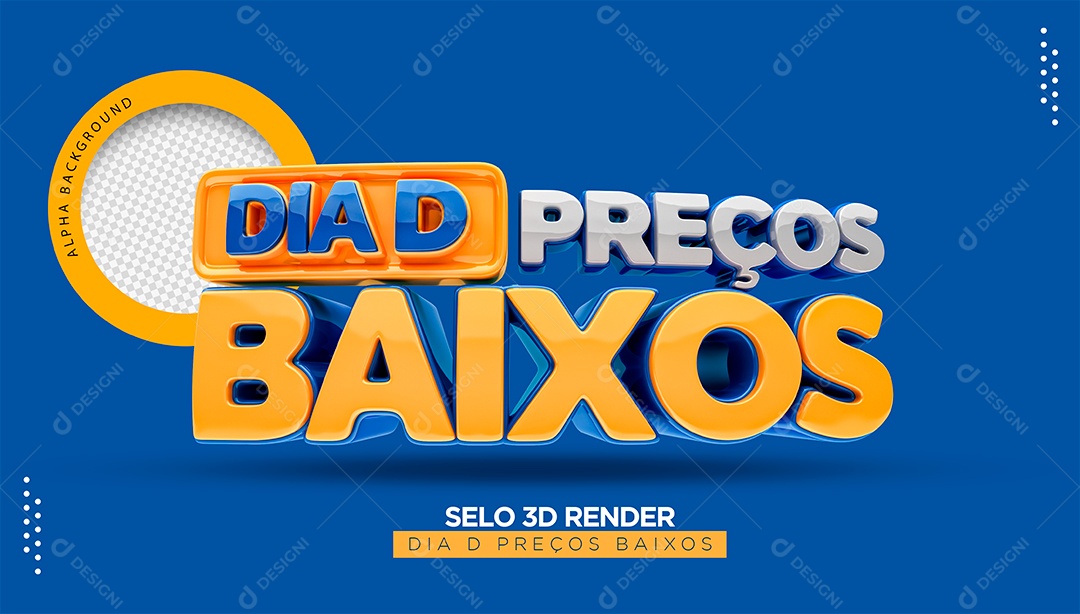 Selo 3D Dia D Preços Baixos PSD