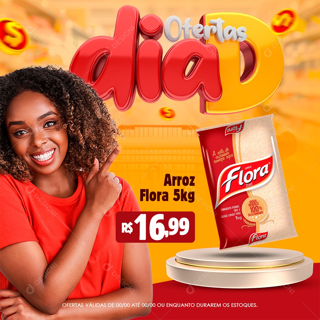 Post Ofertas D Dia Arros Flora Social Media PSD Editável