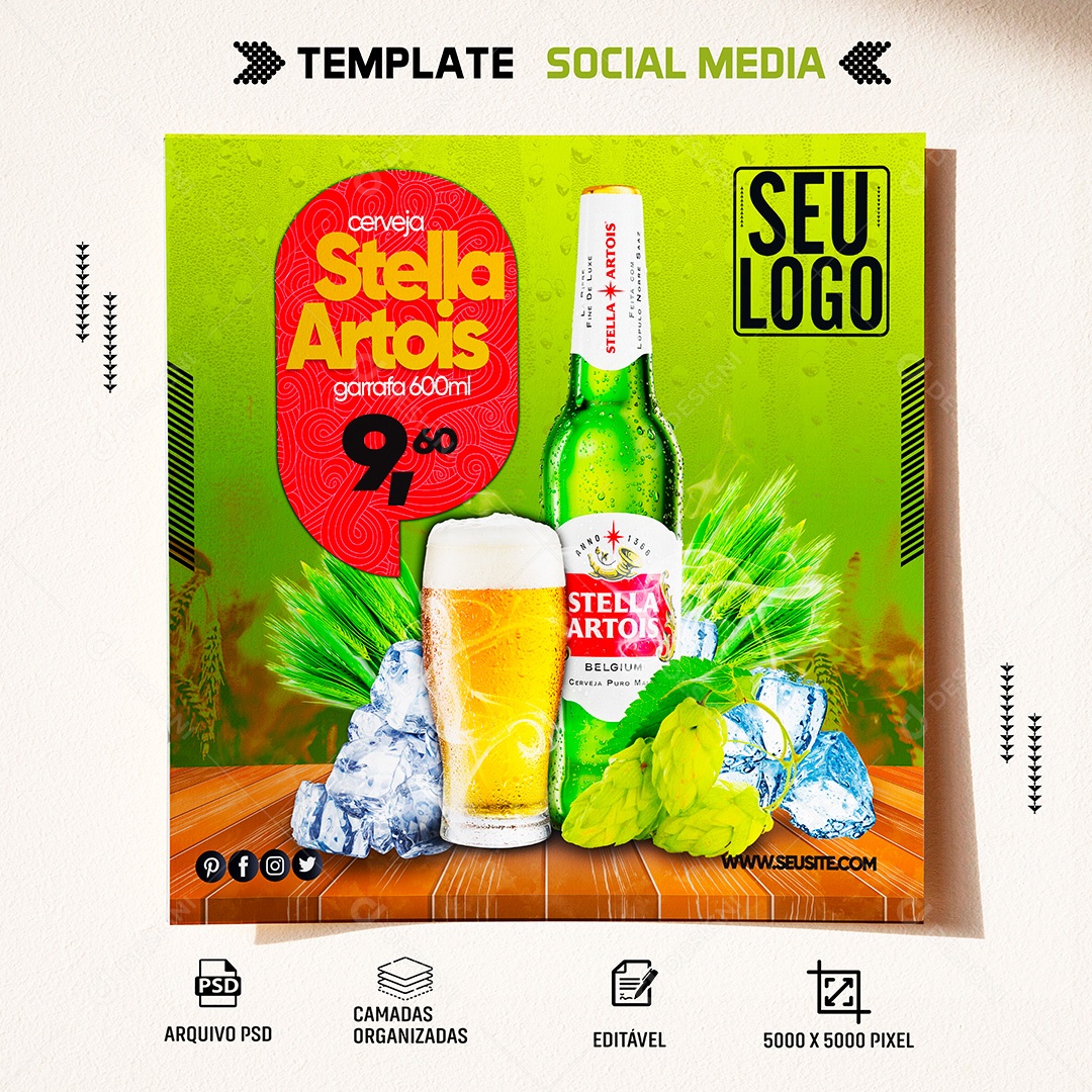 Post Cerveja Stella Artois Social Media PSD Editável