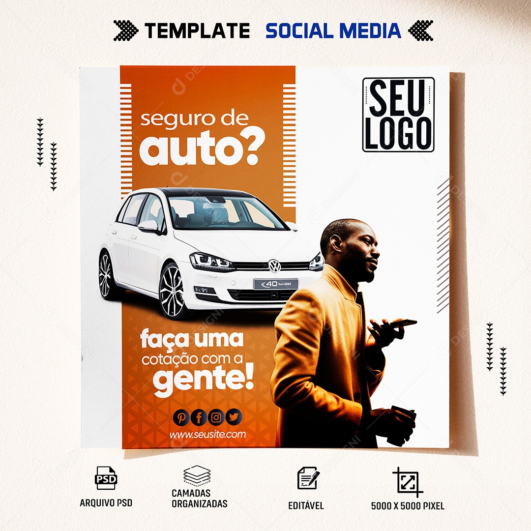 Post Seguro de Carro Social Media PSD Editável