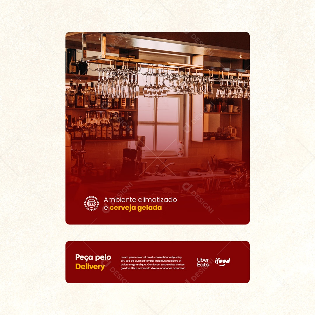 Ambiente Climatizado e Cerveja Gelada Distribuidora de Bebidas Social Media PSD Editável