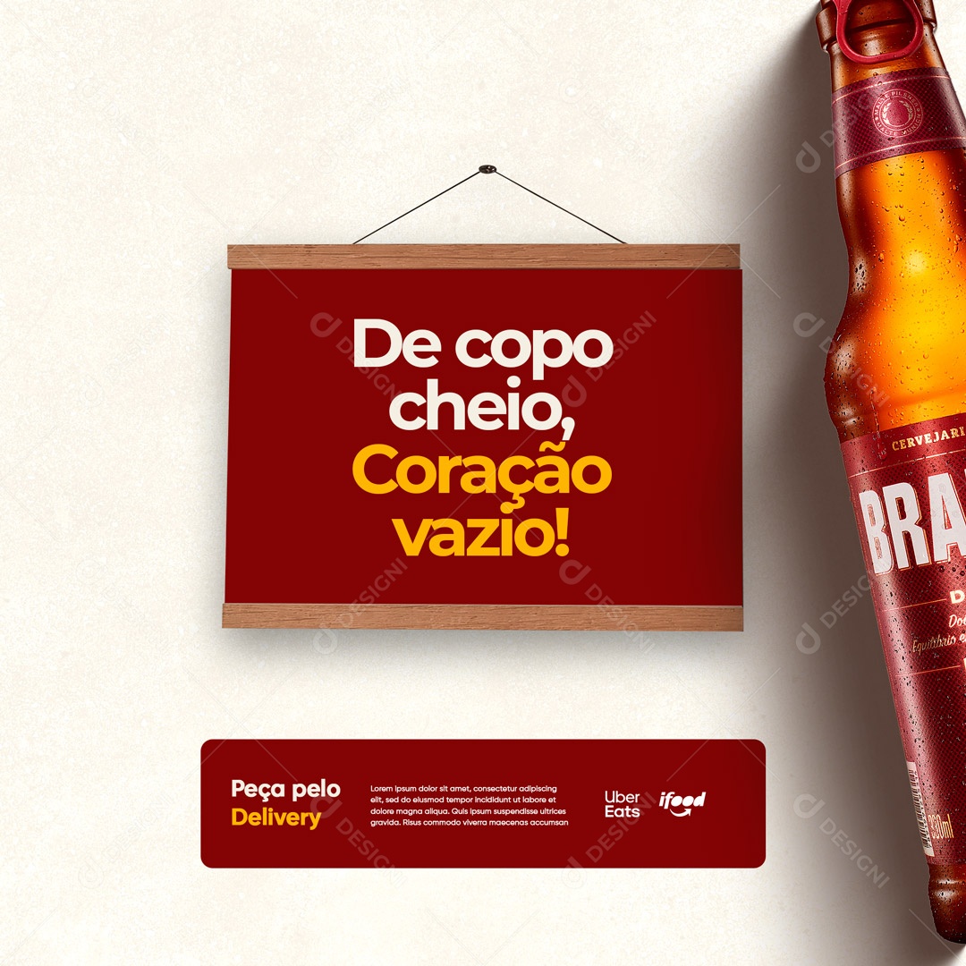 Frases de Bar De Copo Cheio, Coração Vazio! Distribuidora de Bebidas Social Media PSD Editável