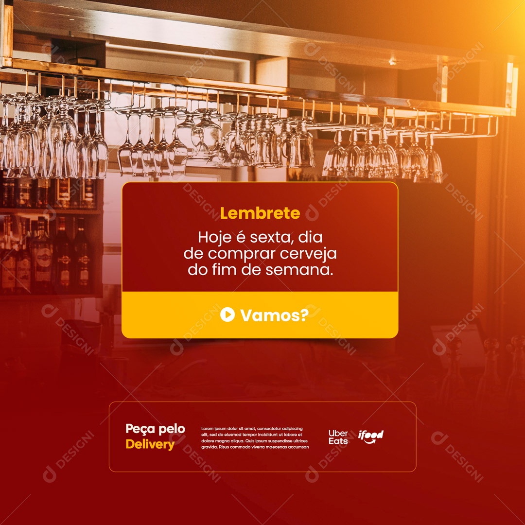 Lembrete Hoje é Sexta, Dia de Comprar Cerveja Distribuidora de Bebidas Social Media PSD Editável