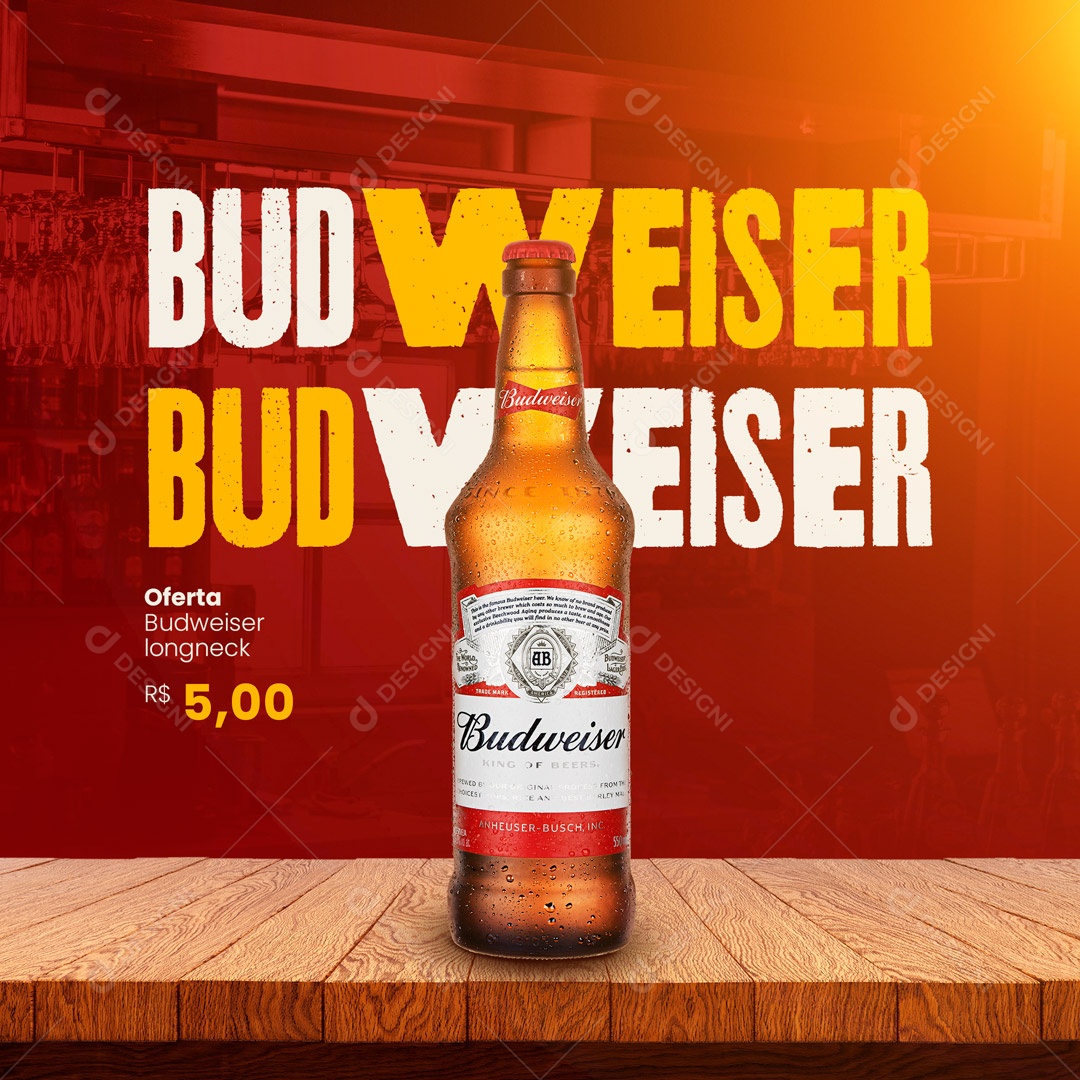Cerveja Budweiser Distribuidora de Bebidas Social Media PSD Editável