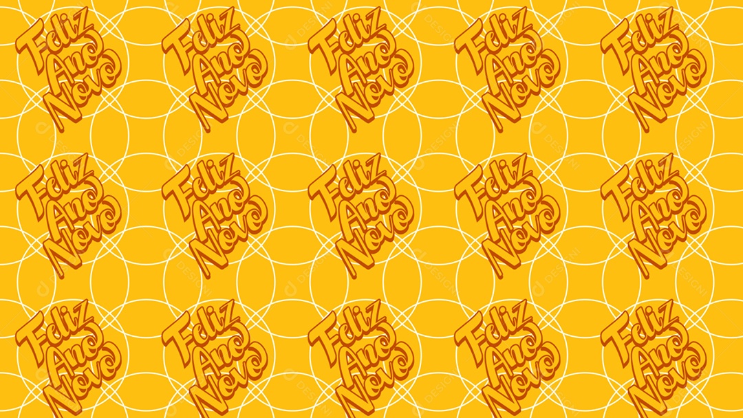 Pattern Padrões Geométricos Texto Feliz Ano Novo Em Fundo Amarelo Vetor AI + PAT