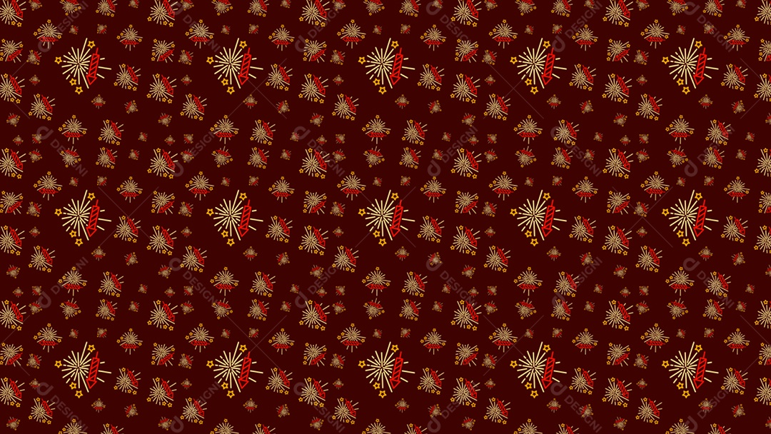 Pattern Padrões Geométricos Objetos de Ano Novo Em Fundo Vermelho Vinho Vetor AI + PAT