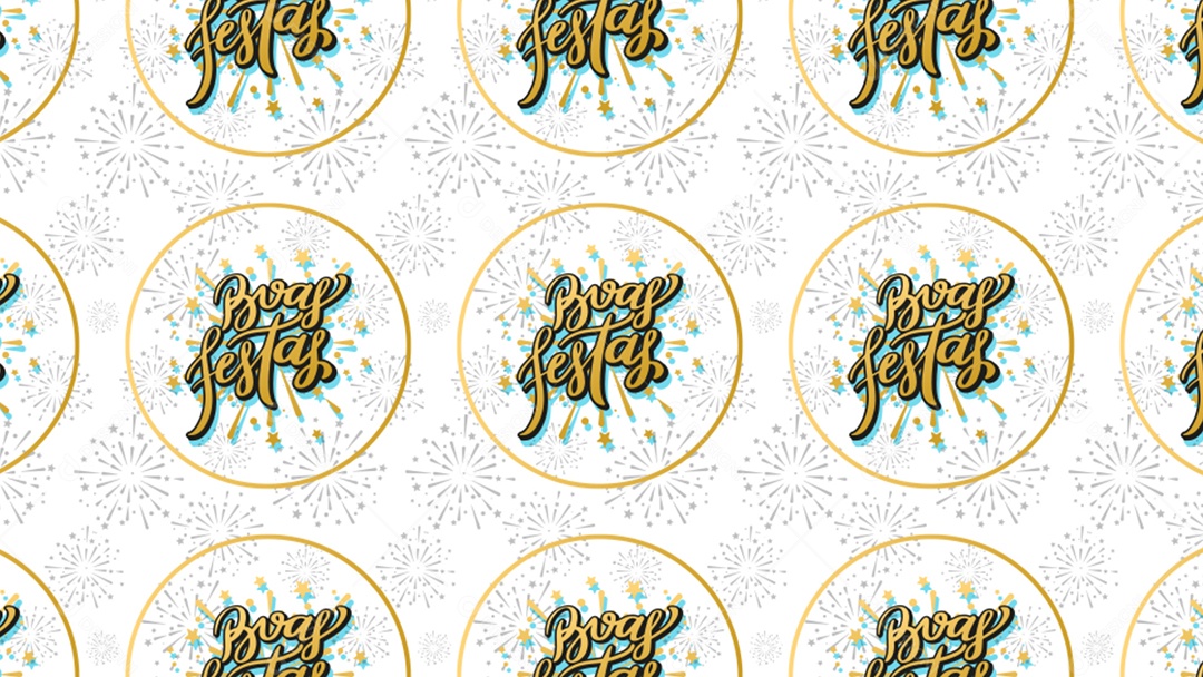 Pattern Padrões Geométricos Texto Boas Festas de Ano Novo Em Fundo Branco Vetor AI + PAT