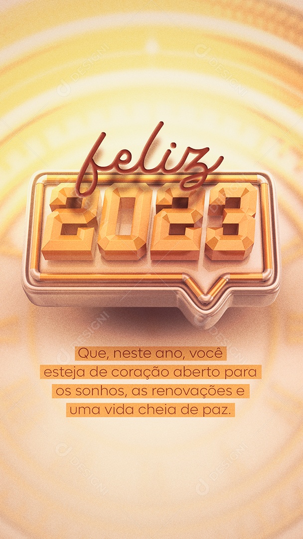Story Que Neste Ano Você Esteja de Coração Aberto Feliz 2023 Ano Novo Social Media PSD Editável