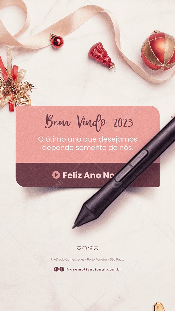 Bem Vindo 2023 Frase de Ano Novo Social Media PSD Editável