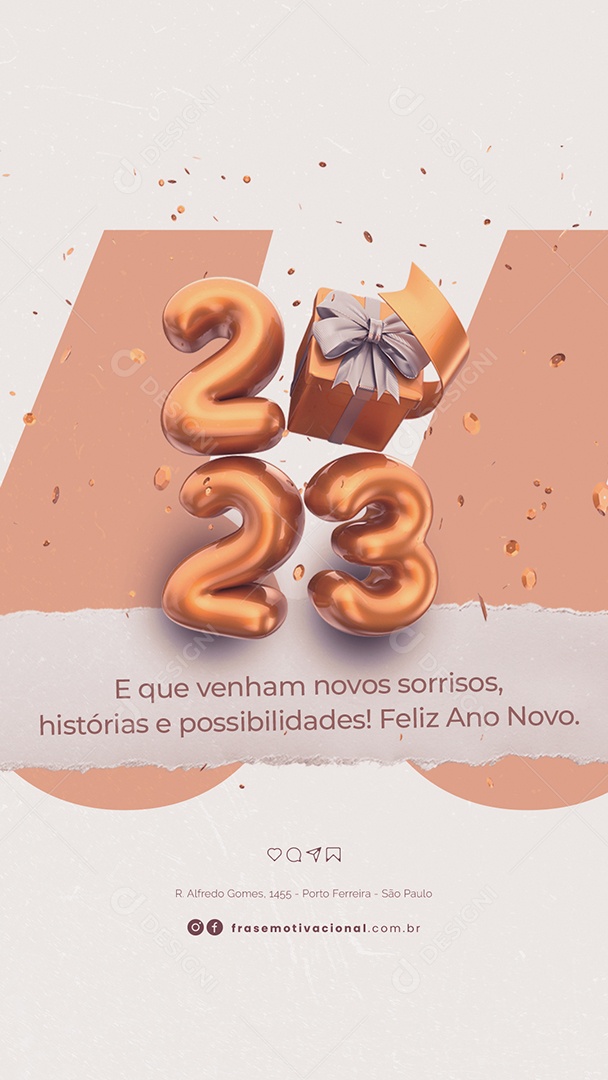 Story E Que Venham novos Sorrisos Frase de Ano Novo Social Media PSD Editável