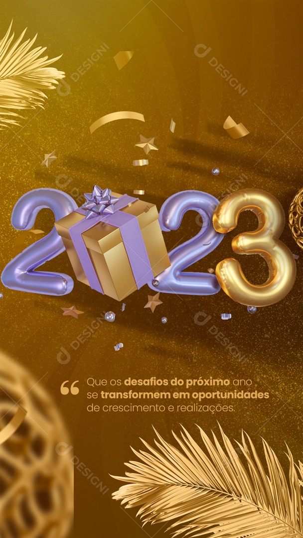 Feliz Ano Novo 2023 Story Social Media PSD Editável