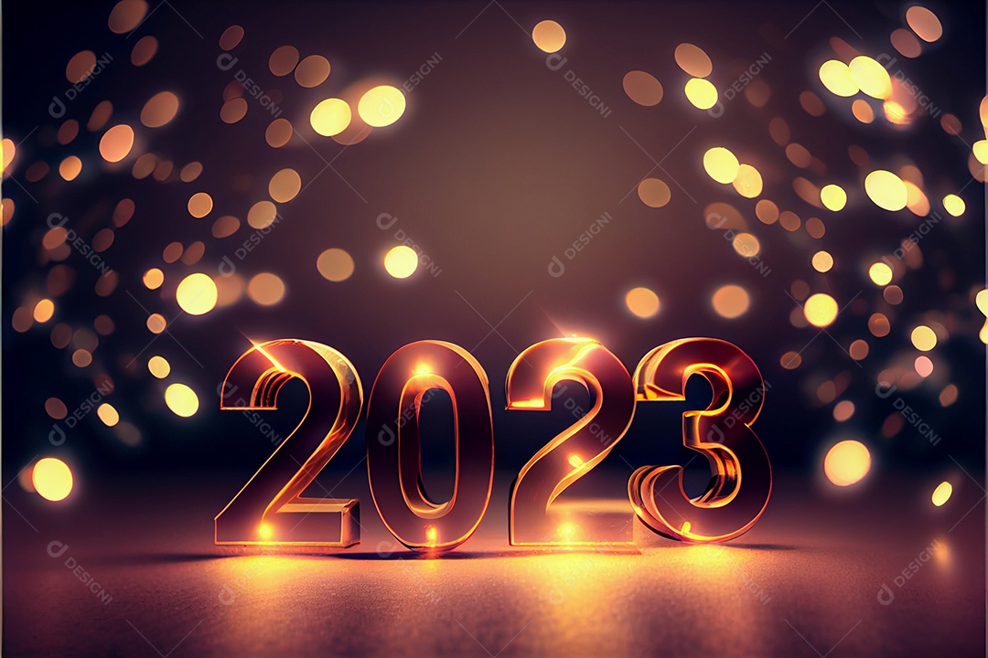 Fundo de ano novo 2023 com luz de bokeh de fogos de artifício e papel de parede