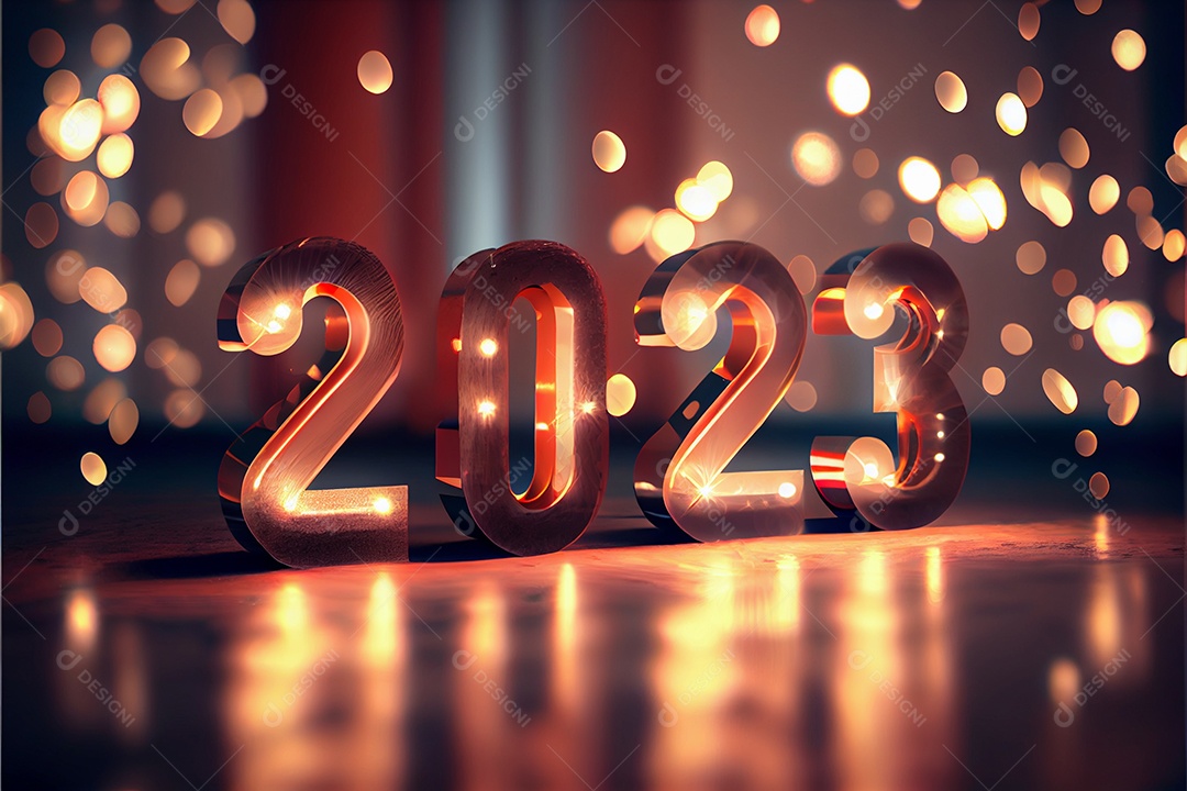 New year 2023 background with fireworks bokeh light and wallpaper