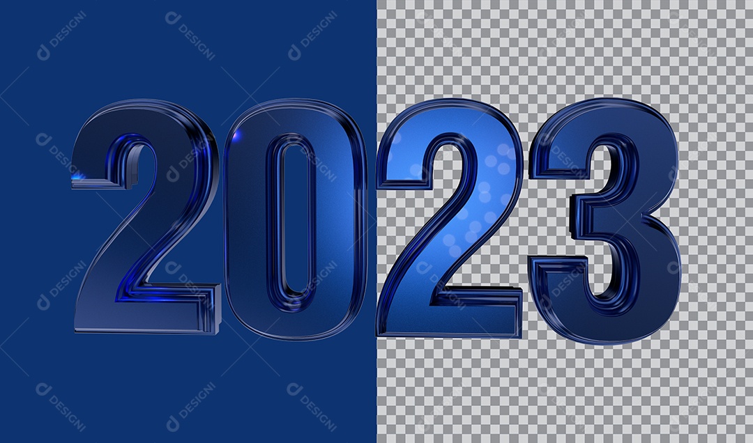 Número 3D 2023 Azul Para Composição PSD