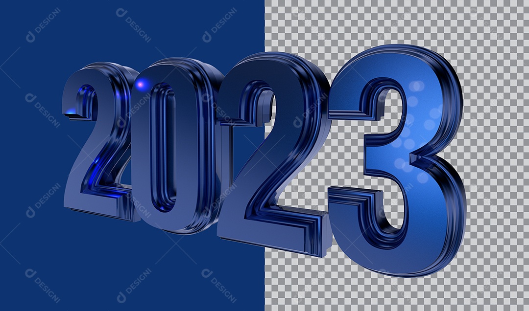 Número 3D 2023 Azul Para Composição PSD