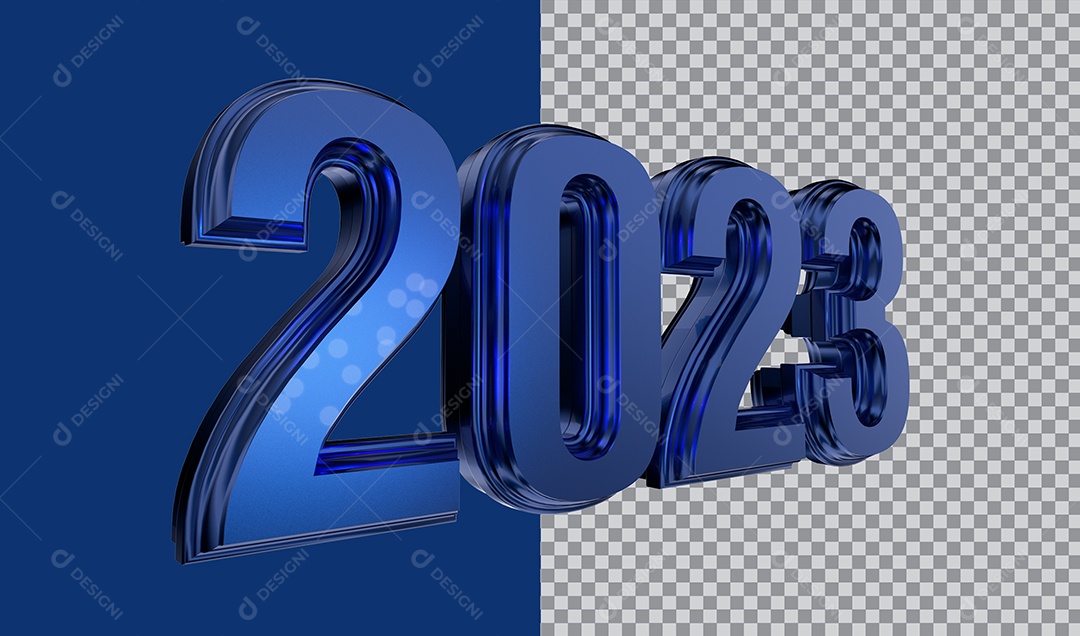 Número 3D 2023 Azul Para Composição PSD