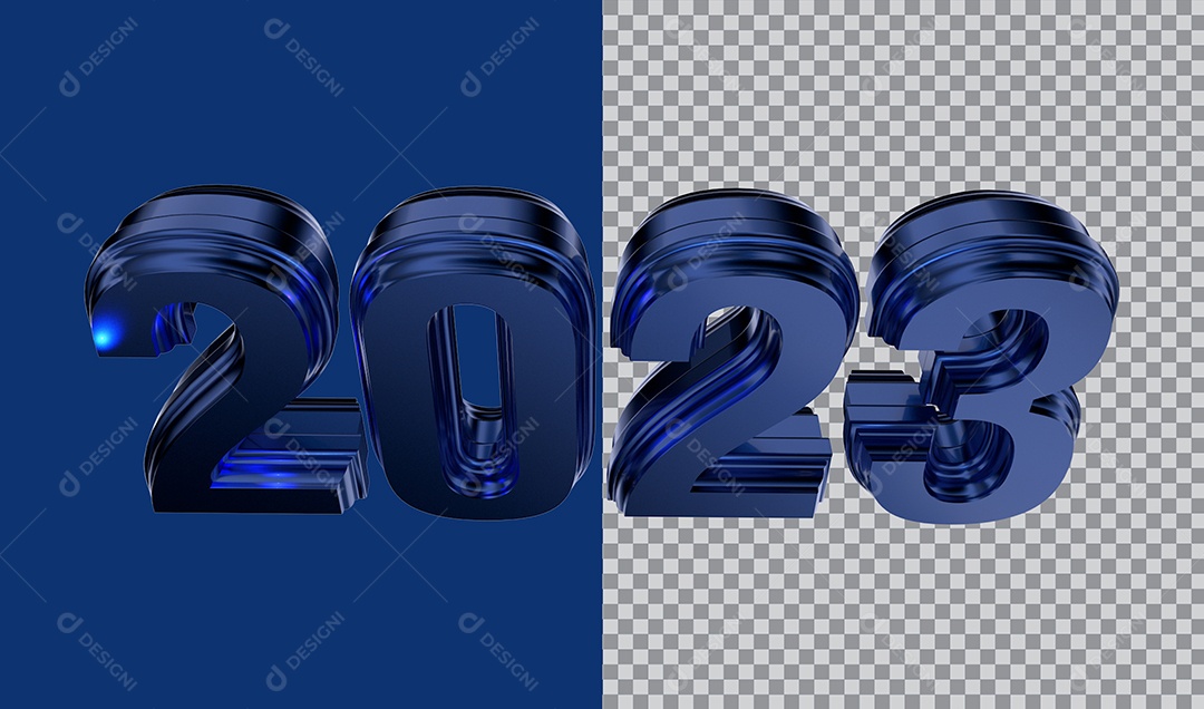 Número 3D 2023 Azul Para Composição PSD