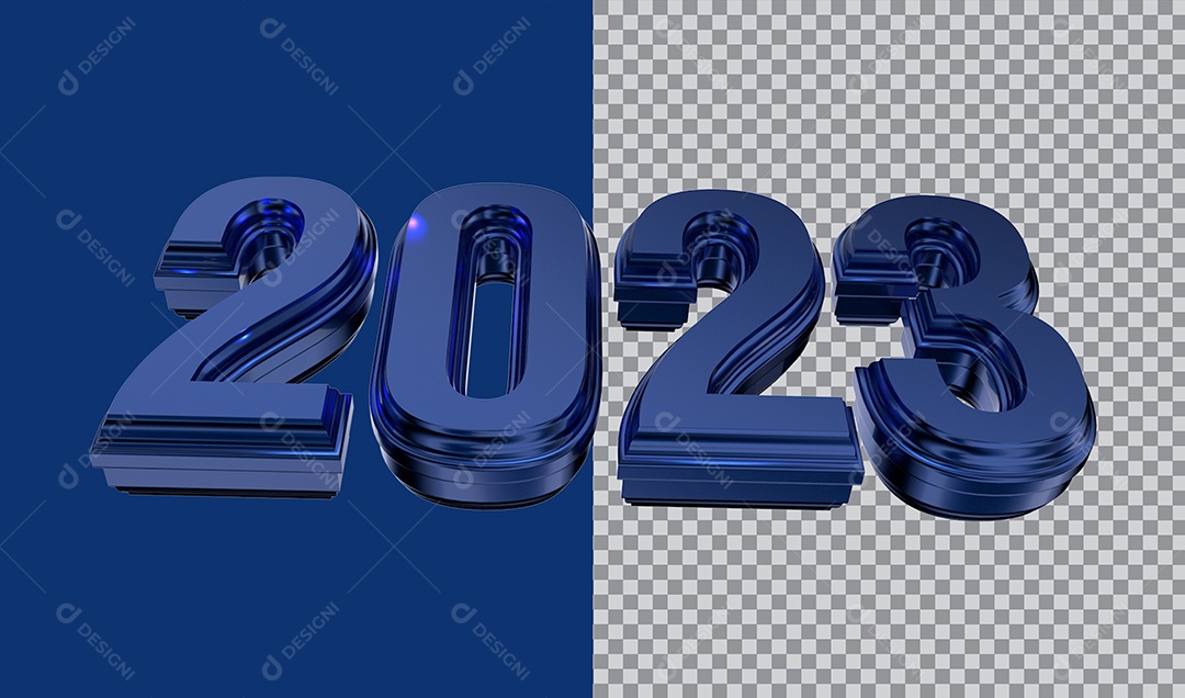 Número 3D 2023 Azul Para Composição PSD