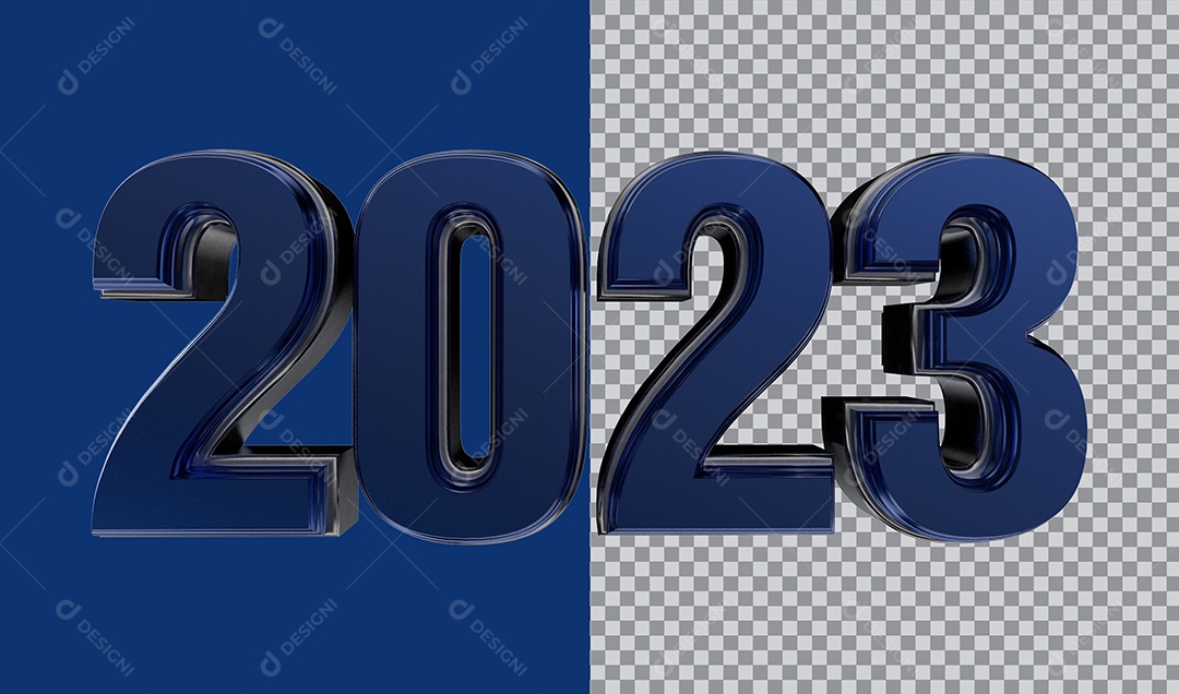 Número 3D 2023 Azul Para Composição PSD