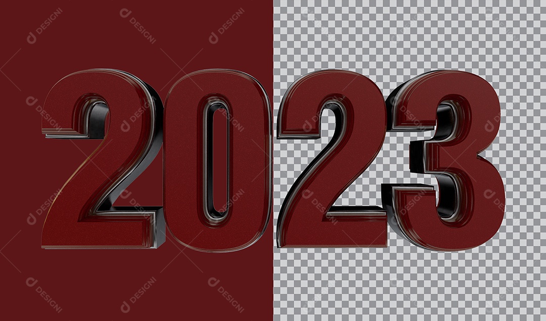 Número 3D 2023 Vermelho Para Composição PSD