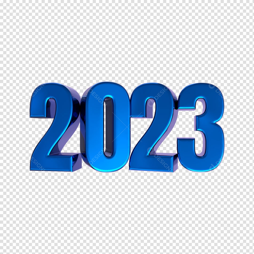 Número 3D Para Composição 2023 Azul Ano Novo PSD