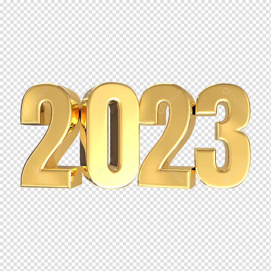 Número 3D Para Composição 2023 Dourado Ano Novo PSD