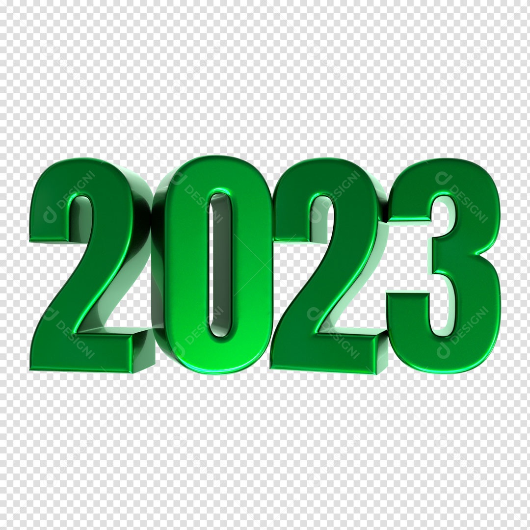 Número 3D Para Composição 2023 Verde Ano Novo PSD