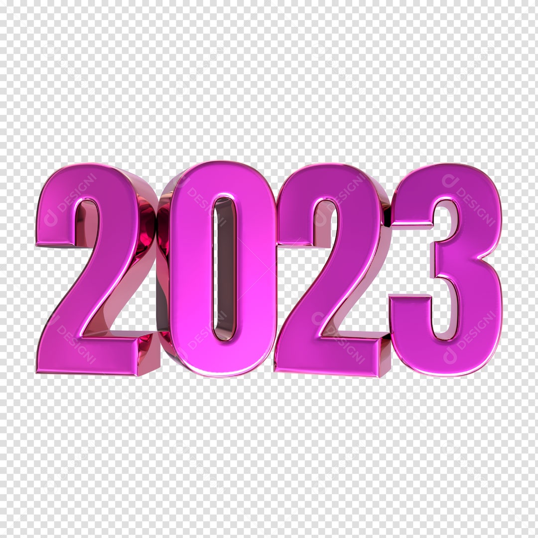 Número 3D Para Composição 2023 Rosa Ano Novo PSD
