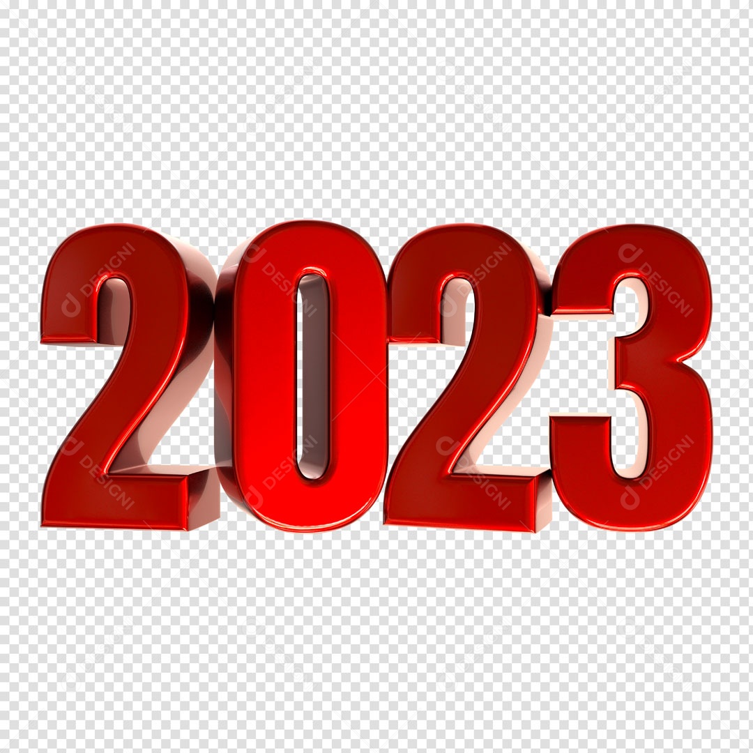 Número 3D Para Composição 2023 Vermelho Ano Novo PSD