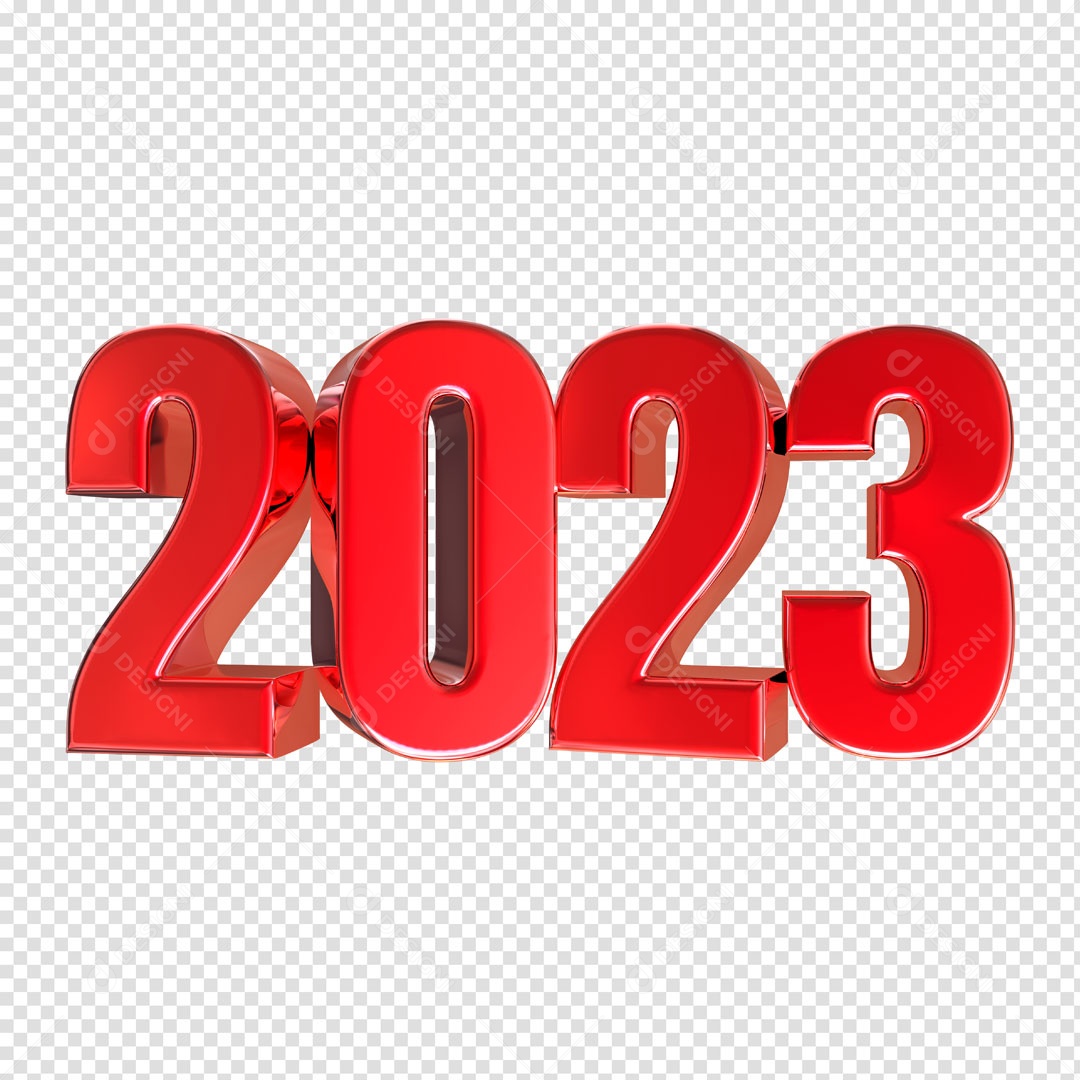 Número 3D Para Composição 2023 Vermelho Ano Novo PSD