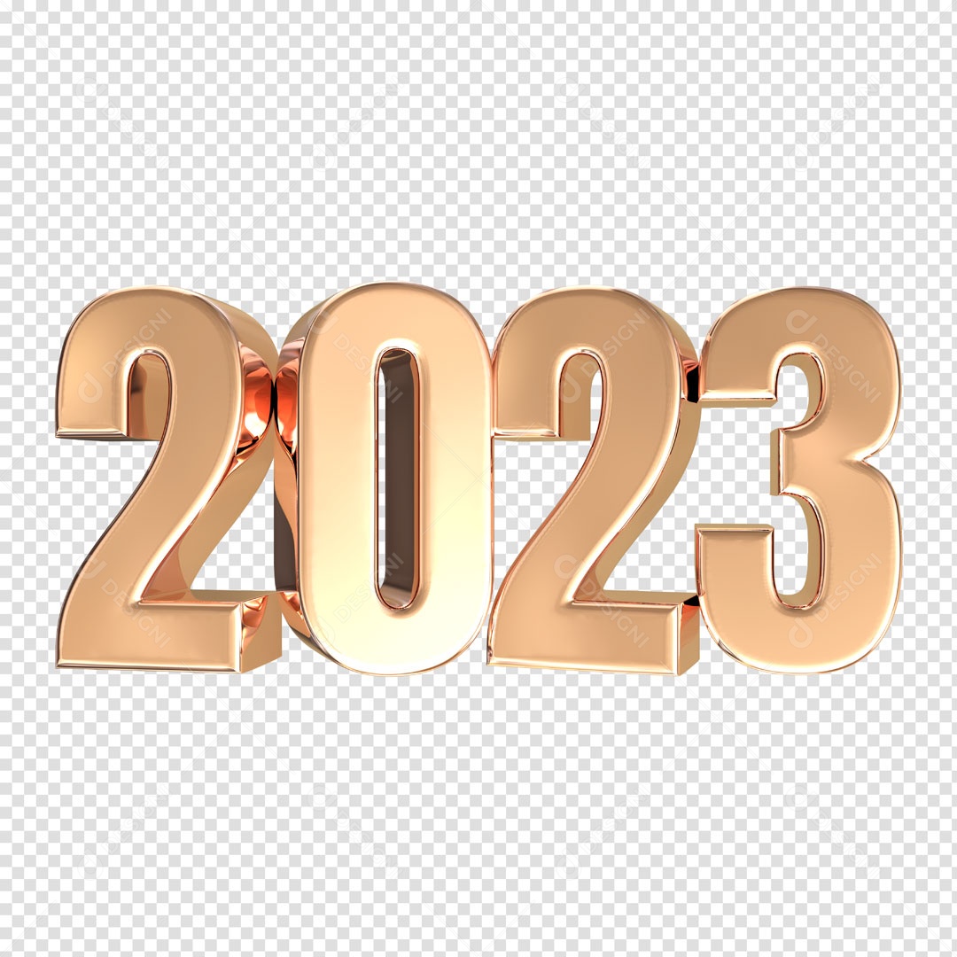 Número 3D Para Composição 2023 Dourado Ano Novo PSD