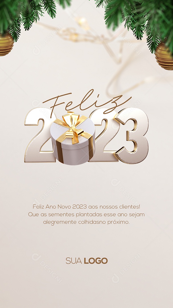 Feliz Ano Novo 2023 aos Nosso Clientes! Story Social Media PSD Editável
