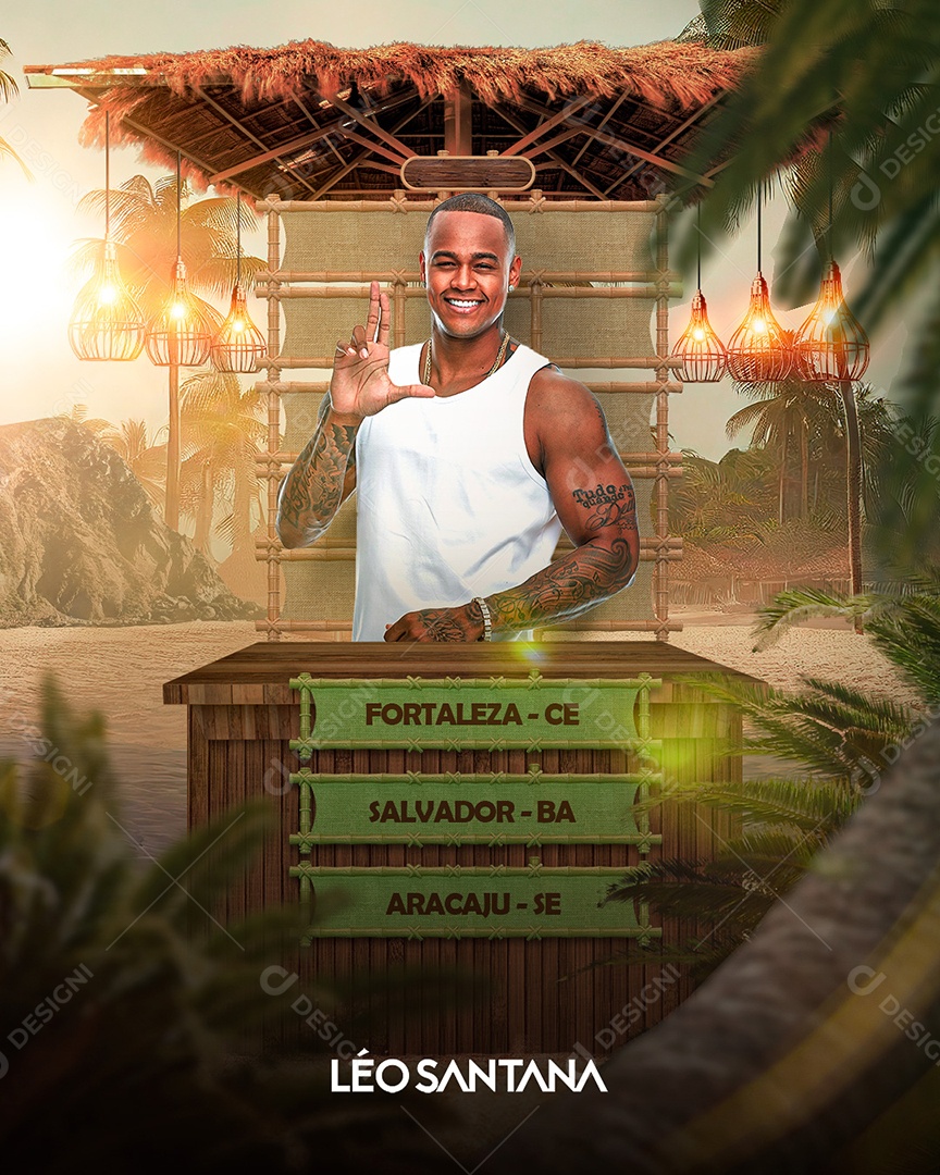 Flyer Show Agenda Léo Santana Social Media PSD Editável