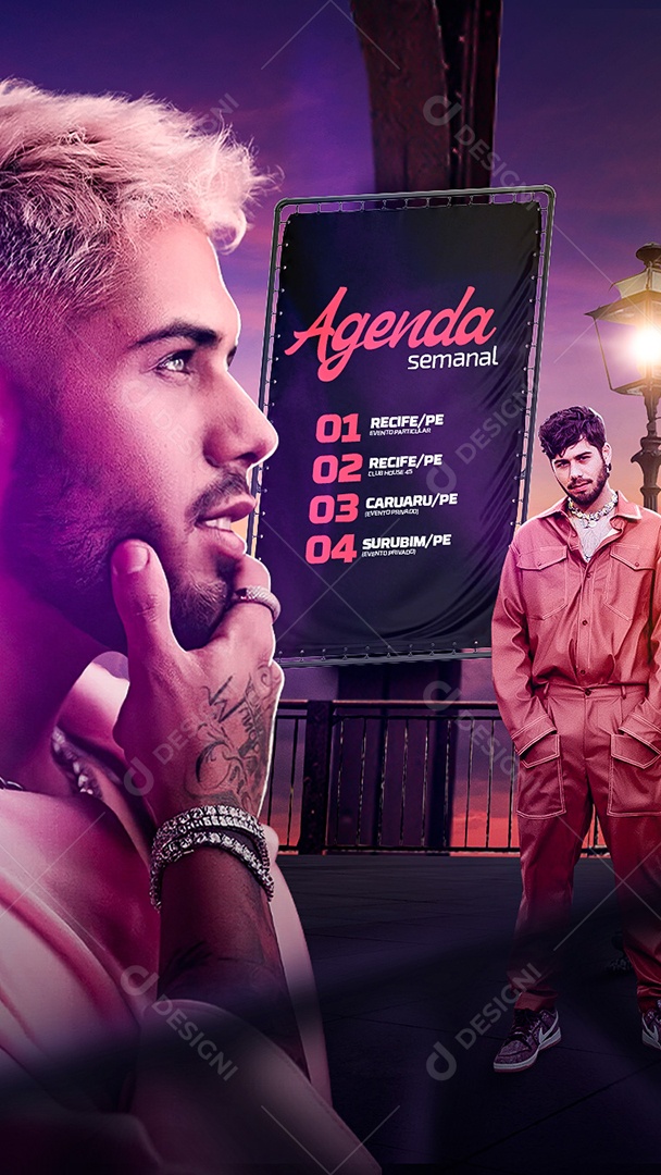 Flyer Agenda Semanal Zé Felipe Story Social Media PSD Editável