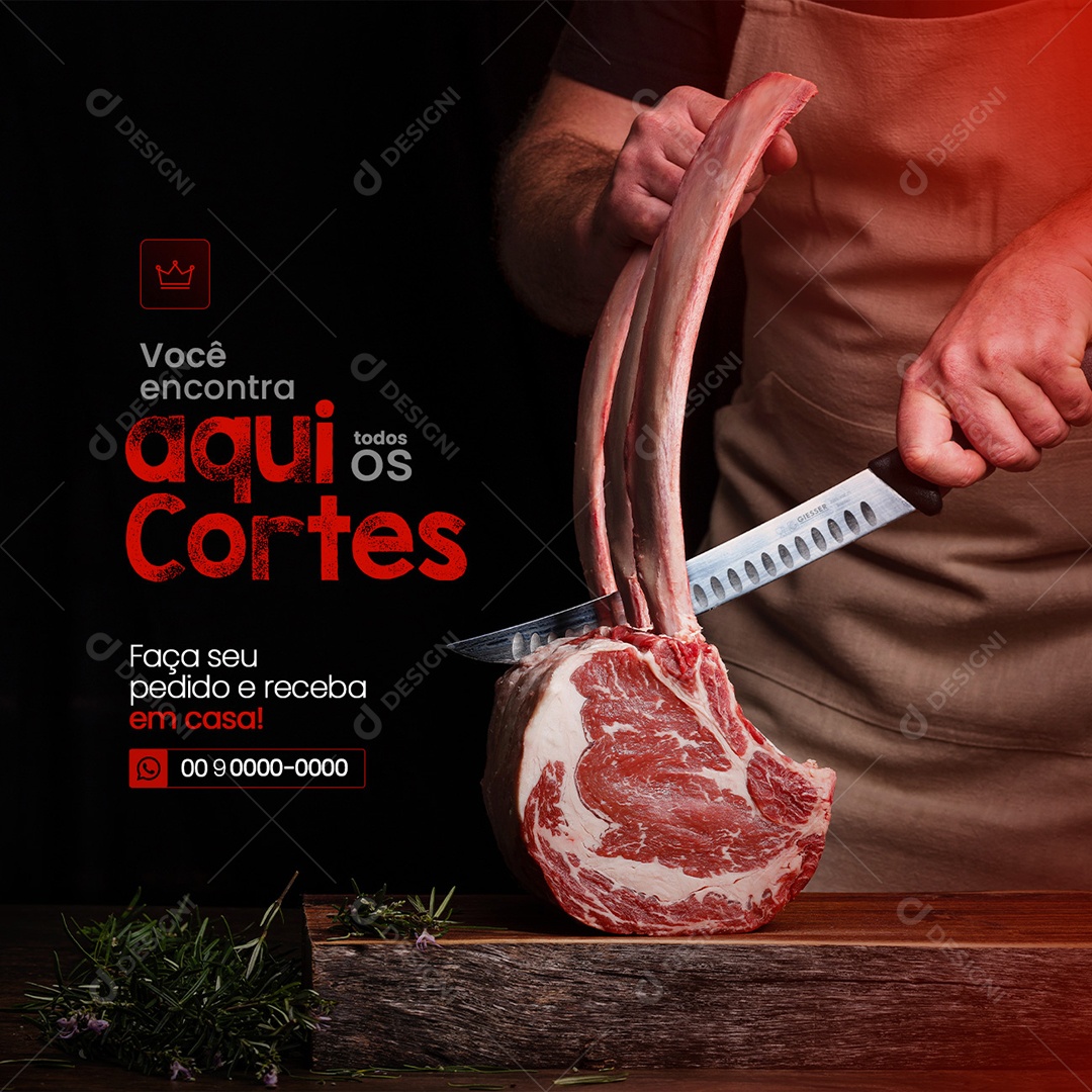 Você Encontra Aqui todos os Cortes Açougue Social Media PSD Editável