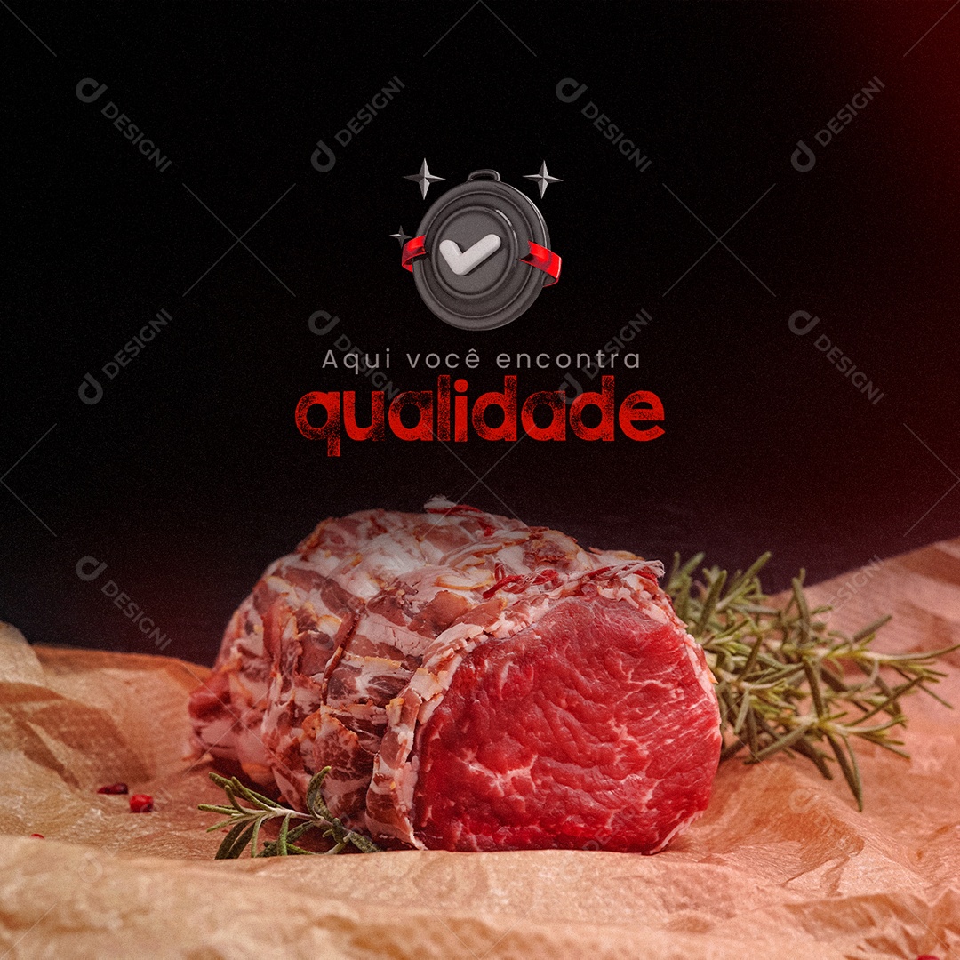 Aqui Você Encontra Qualidade Açougue Social Media PSD Editável