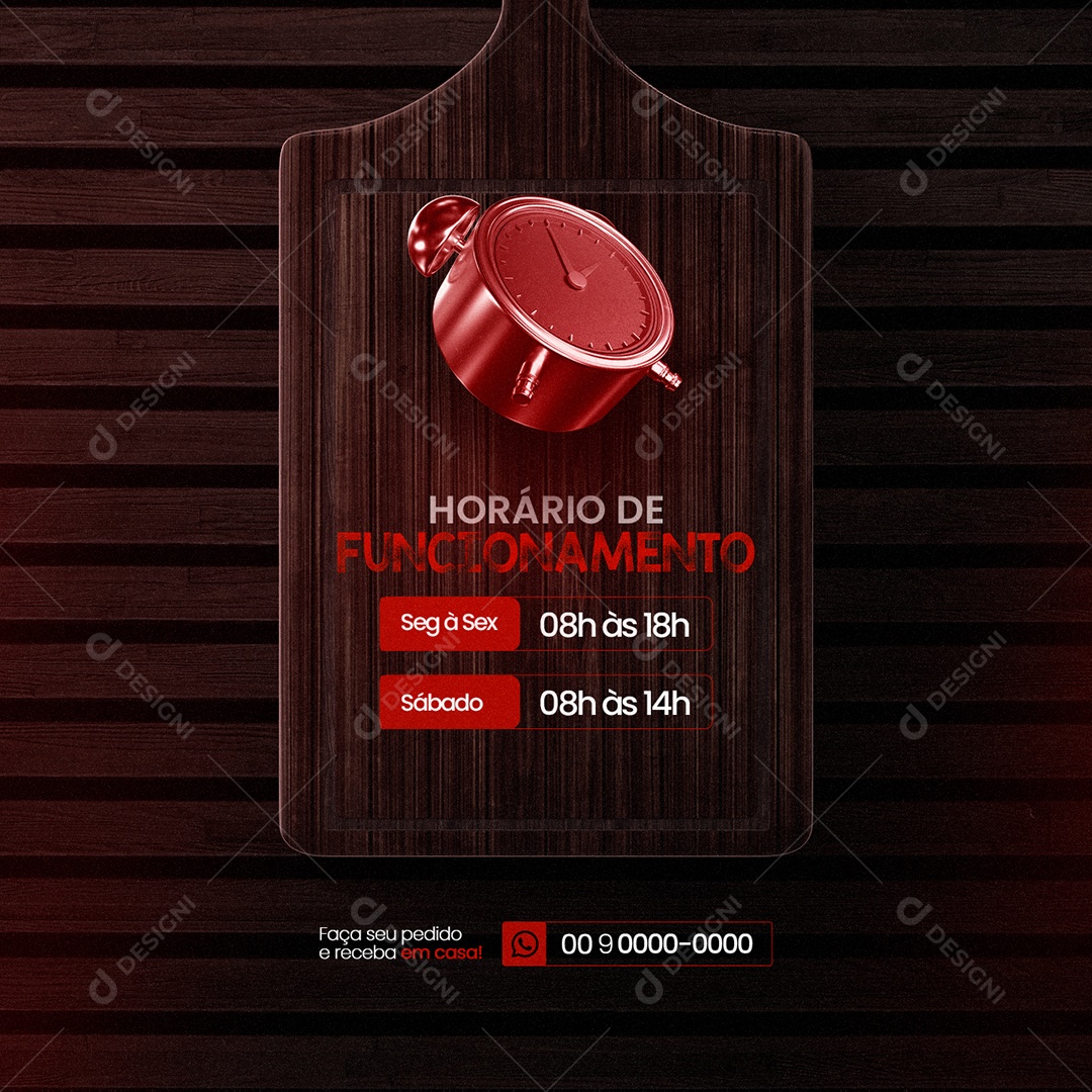 Horário de Funcionamento Açougue Social Media PSD Editável