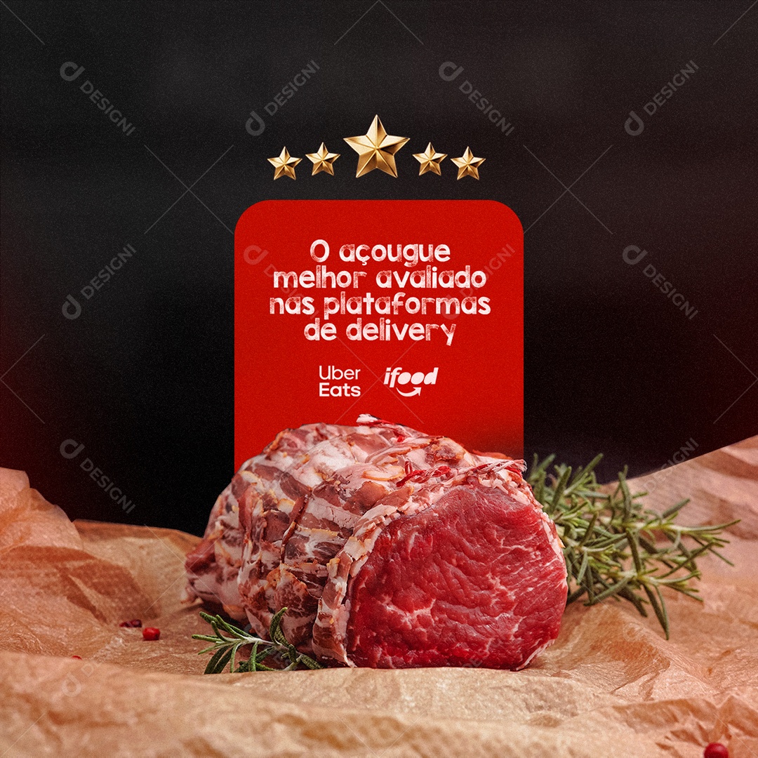 O Açougue Melhor Avaliado Social Media PSD Editável