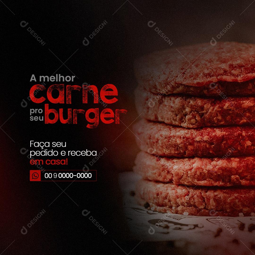 A Melhor Carne pro Seu Burger Açougue Social Media PSD Editável