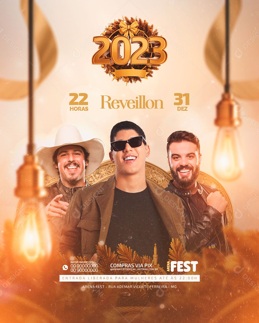 Flyer Show Réveillon 2023 Zé Vaqueiro Fiduma & Jeca Story Social Media PSD Editável