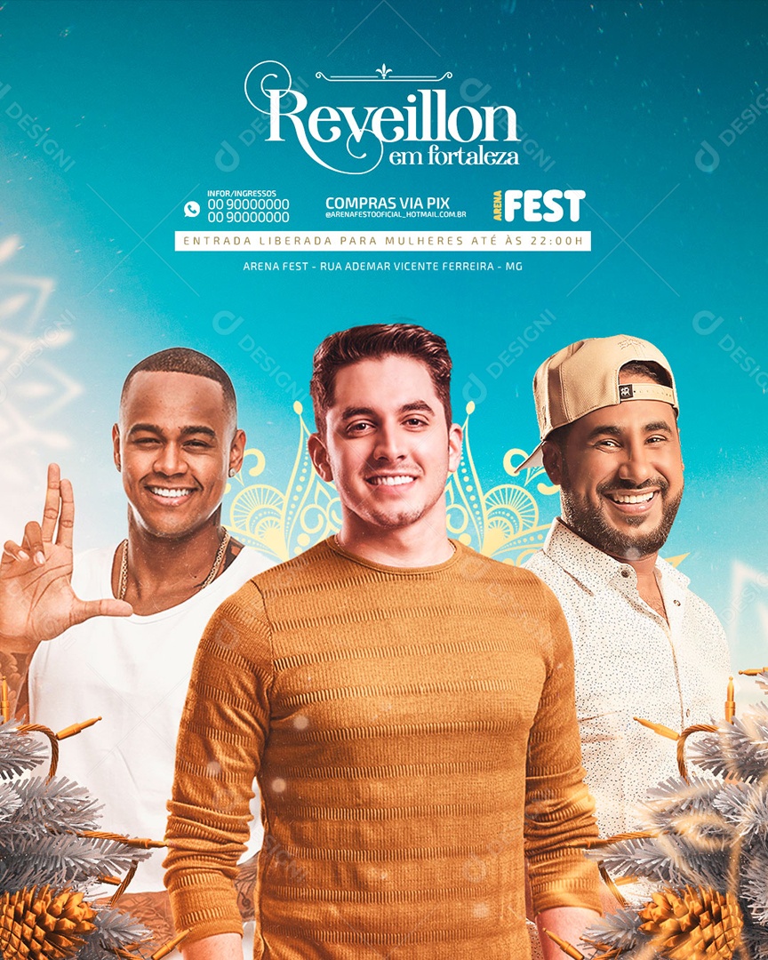 Flyer Show Réveillon em Fortaleza Social Media PSD Editável