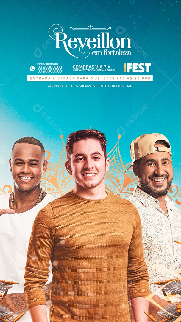 Flyer Show Réveillon em Fortaleza Story Social Media PSD Editável