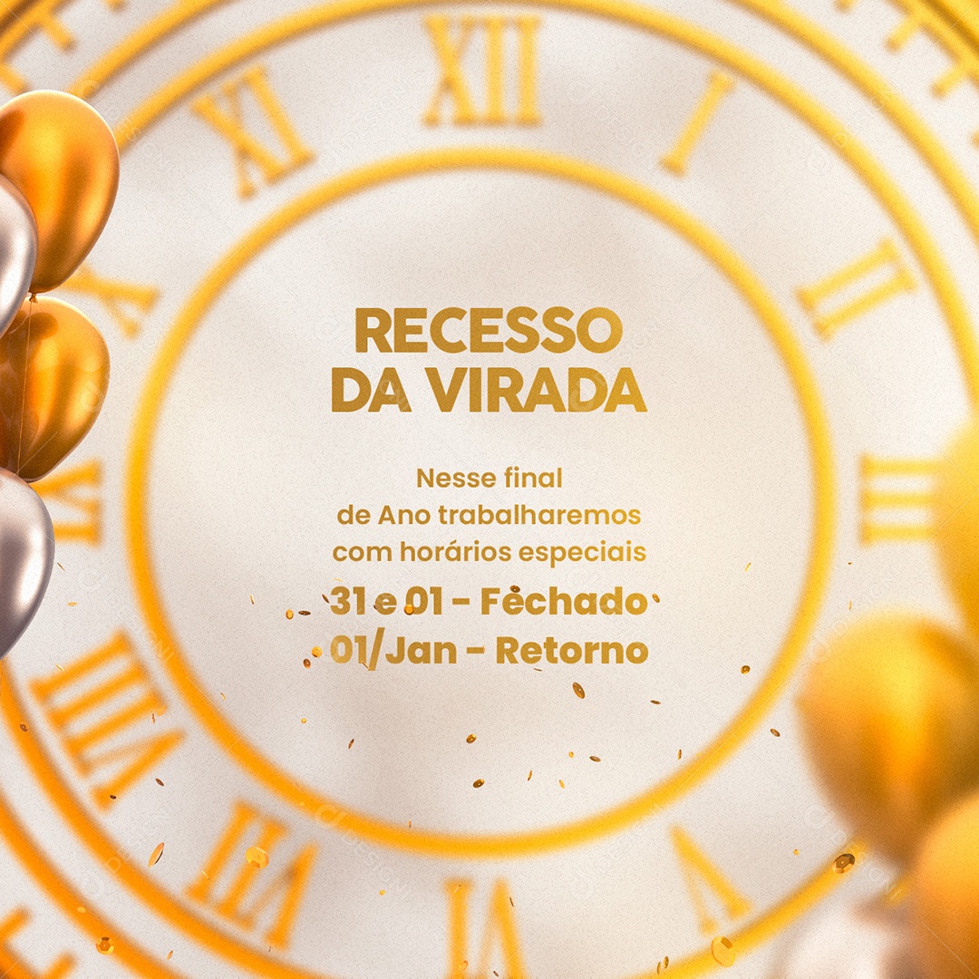 Recesso da Virada Ano Novo Social Media PSD Editável